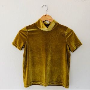 Madewell Crushed Velvet Top in Mustard